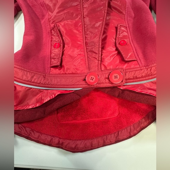 A267 Lululemon Pedal Power Jacket Burgundy Red Wine Sz 4 peplum fleece - Picture 12 of 15